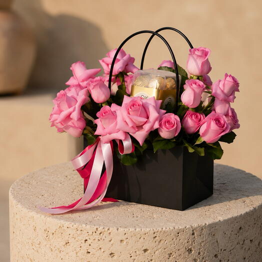 Luxury Pink Rose   Ferrero Rocher Gift Bag
