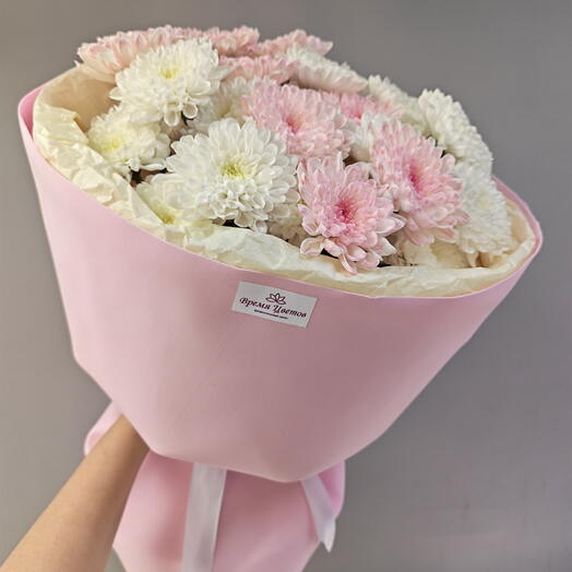 Букет из 5 хризантем в розовом оттенке 💕