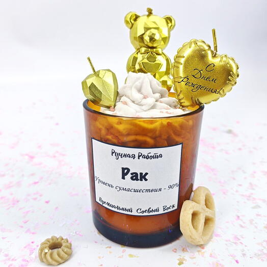 Свеча ручной работы с мишкой для рака