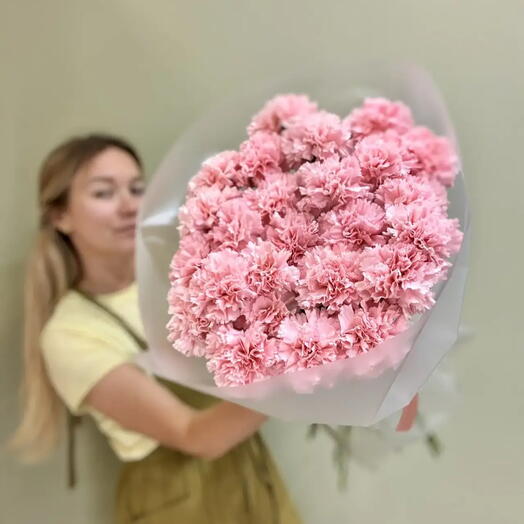 Букет из розовых гвоздик ( диантусов) 25 шт