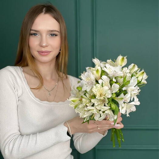 Свадебный букет из белых альстромерий 806