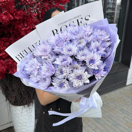 Букет и нежных хризантем фиолетовый 💜
