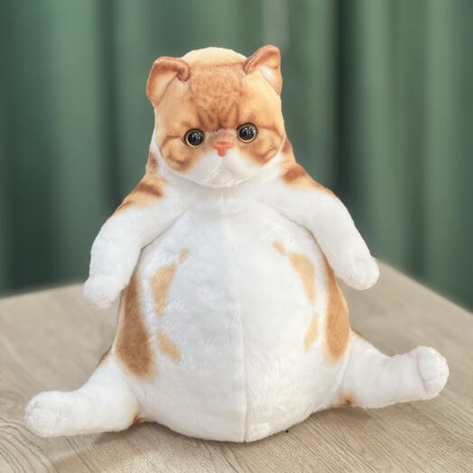 Мягкая авторская игрушка «Сытый кот» рыжий
