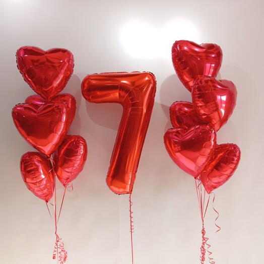 Воздушные шары на 7 лет "Красные цветы"