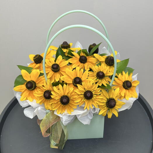 Солнечный подарок мини подсолнухов в сумочке🌻