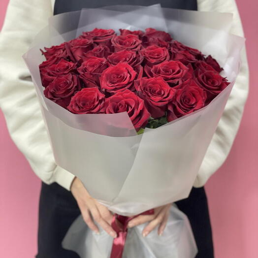 Моно букет из 25 красных роз 🌹
