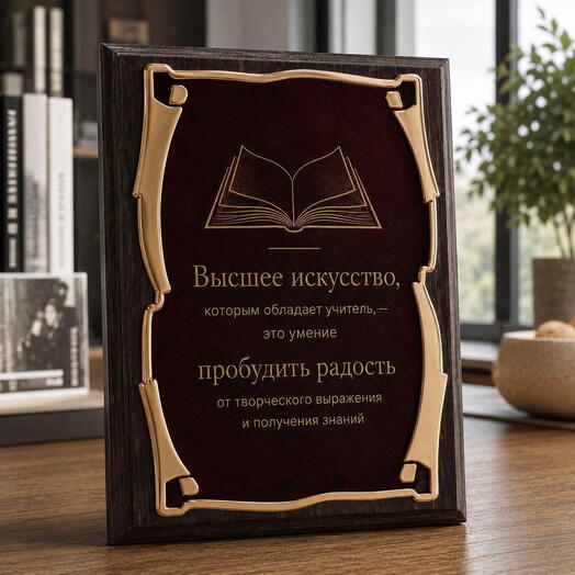 Плакетка наградная подарочная Учитель. Высшее искусство