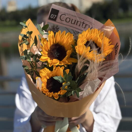 Букет с подсолнухами 27 🌻