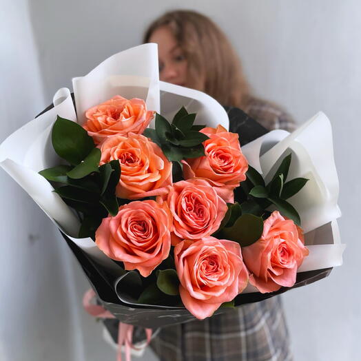 Монобукет из персиковой розы