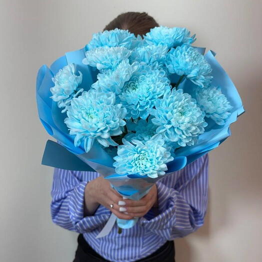 Букет - комплимент из 💙синих💙 хризантем