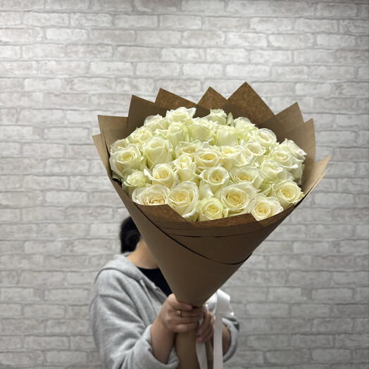 Белые розы 31 шт💕💕💕