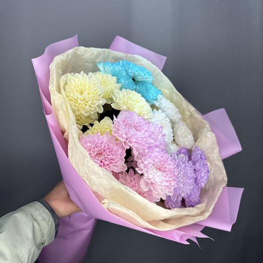 Букет разноцветных хризантем 🌈