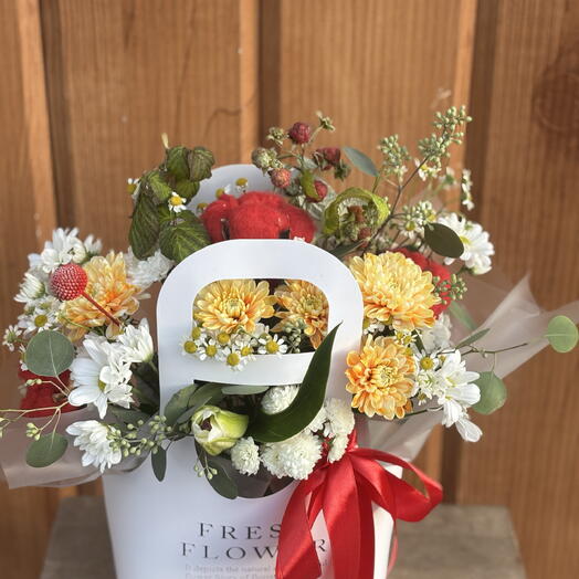 Нежная сумочка с хризантемой и Малиной 🌸