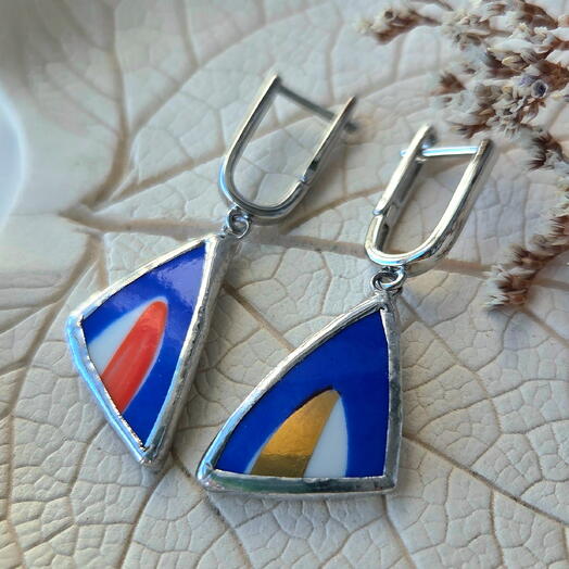 Серьги из винтажной чайной пары Рыбки