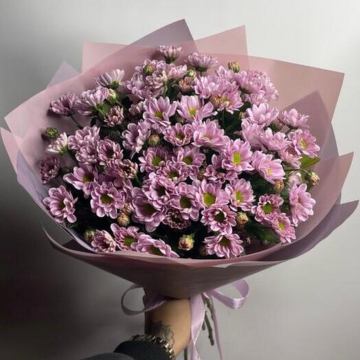Delicate bouquet of Santini chrysanthemums