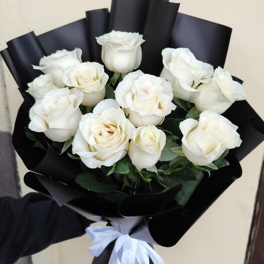 11 roses in a black package