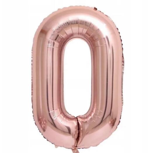 Foil ball "digit 0 rose gold" 102cm