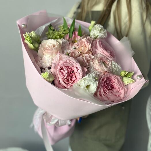 Bouquet with pink ohara "cotton candy"