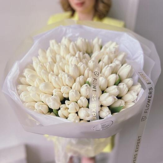 Ramo de 101 tulipanes blancos "SEDA"