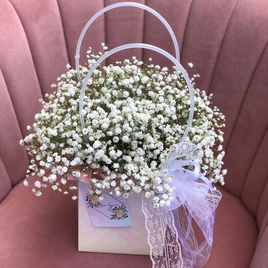 Gypsophila blanca en el bolso
