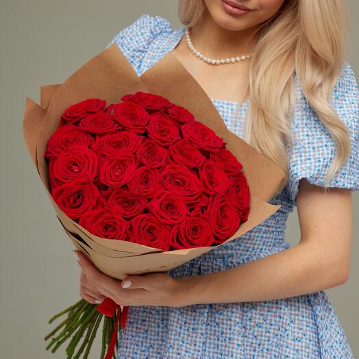 Букет 25 роз красных Premium от FMART Polezha