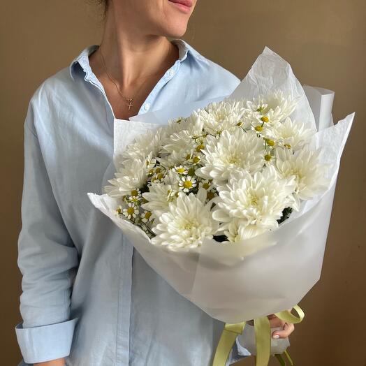 Букет Хризантема с ромашкой