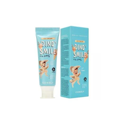 Consly Dino s Smile Kids Паста зубная гелевая детская с ксилитом и вкусом пломбира - 60 г
