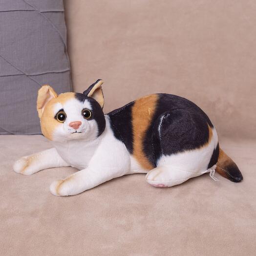 Мягкая игрушка Кот для девочек и мальчиков / Кошка из искусственного меха для детей KiDWoW  черный 29см