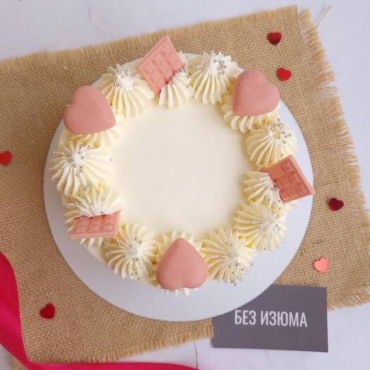 Торт 1кг с шоколадными сердечками и завитками 🌸️ 🧁🪷