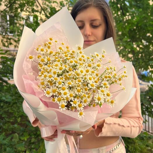 Моно букет в коробке: матрикария 11 шт (ромашка)