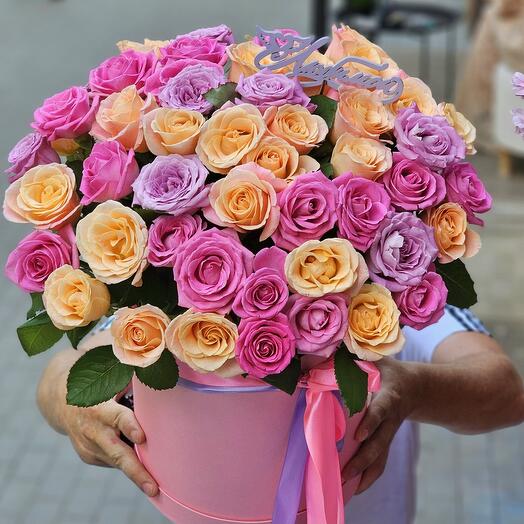 Микс роз в коробке