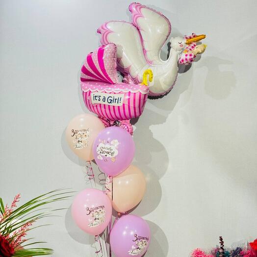 Helium balloons for the birth of a daughter, 7 pieces