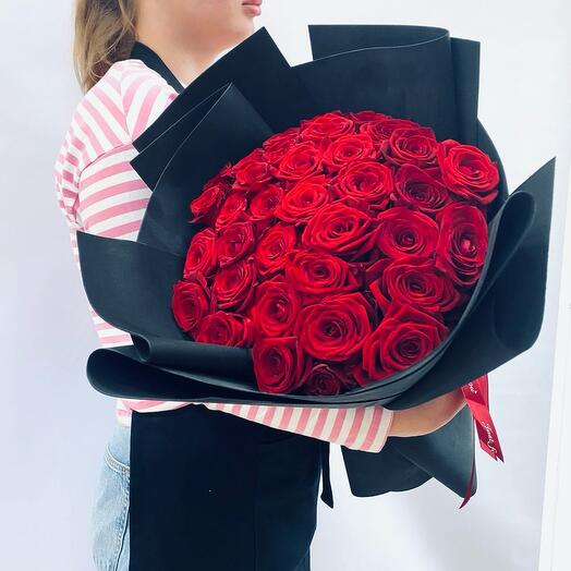 ♨️Большой Букет «Lady in black» красных роз
