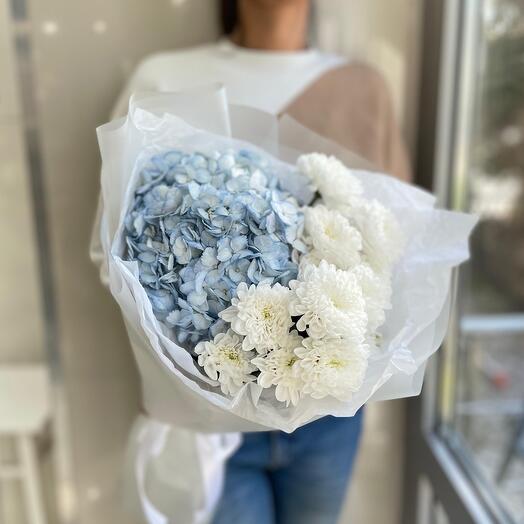 🌷Букет «Морозное утро» из гортензии и алтая
