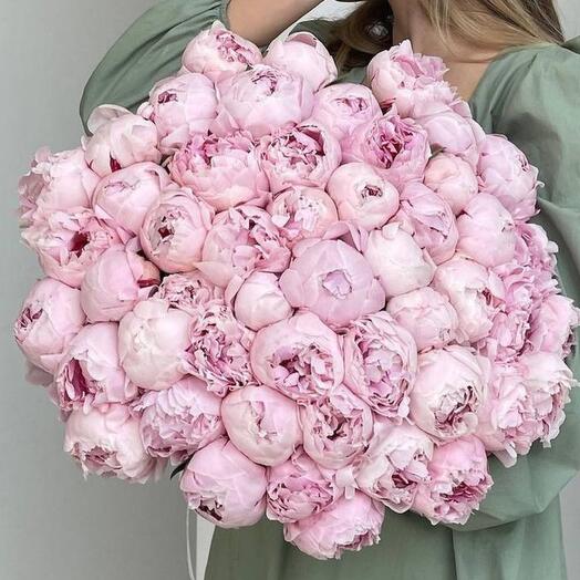 Bouquet of 51 pink peony