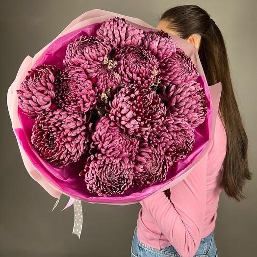 Букет хризантем трендовых 💜 15шт