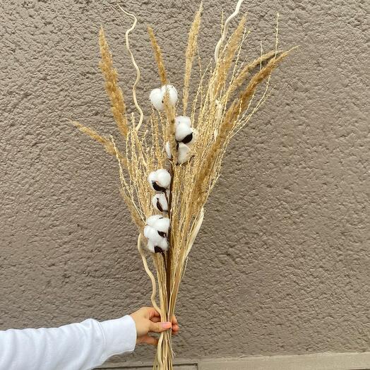 Buquê seco com algodão