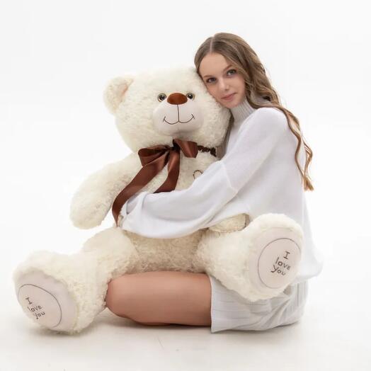 Плюшевый мишка 140см молочный I love you