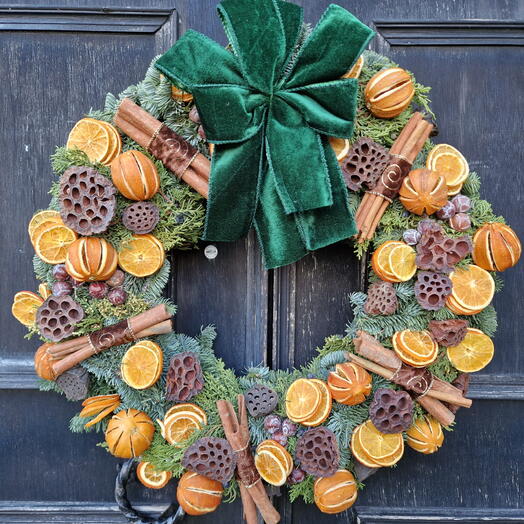 Orange Festive Door Wreath