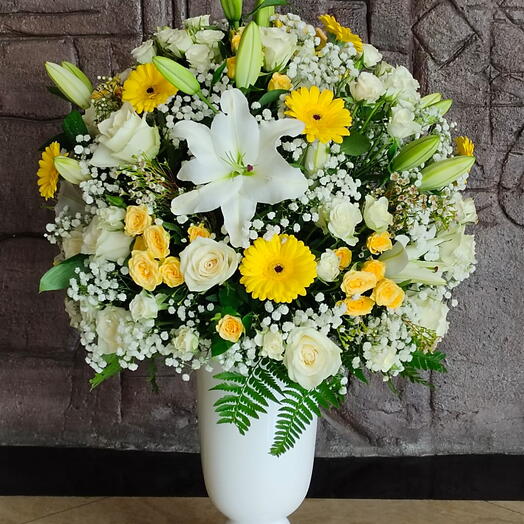 My Royal arrangement in a White ceramic pot;