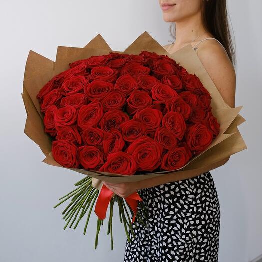 51 red rose Russia, 60 cm