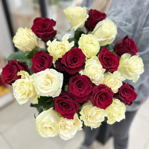 Бело-бордовый микс 25