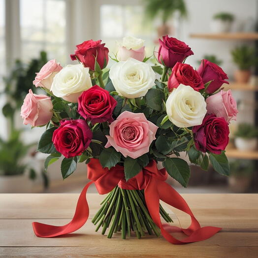 Valentines Day Mixed Roses Arrangement