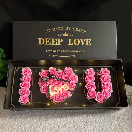 Luxury Pink Rose Box with LED Lights