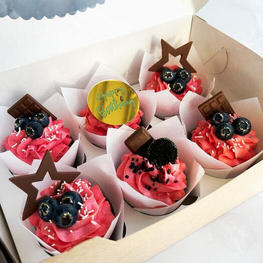 Набор Happy birthday из 6 капкейков