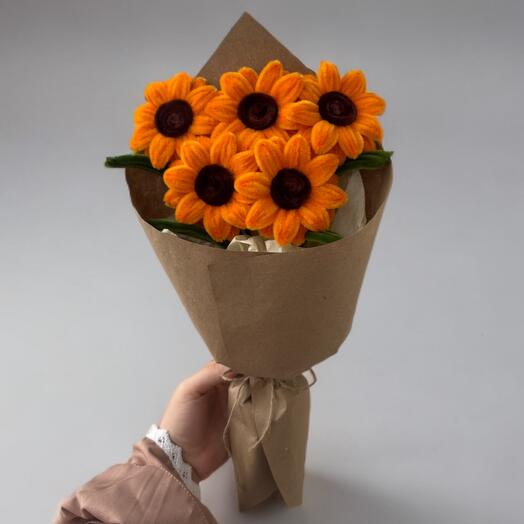 «Плюшевый» букет подсолнухов🌻