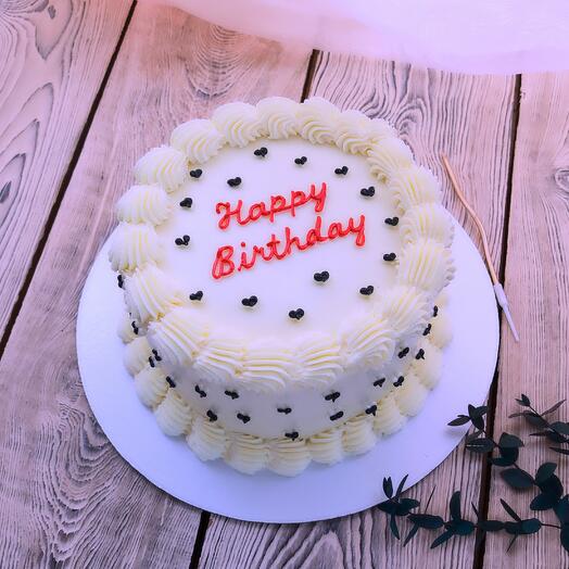 Торт 1,5кг в стиле Ламбет с рюшами и надписью Happy Birthday