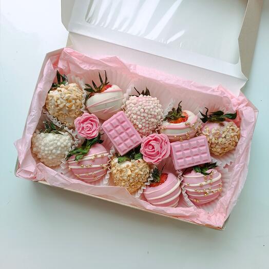 Chocolate-covered strawberries with decoration "Grunechka" a gift for a beloved girlfriend