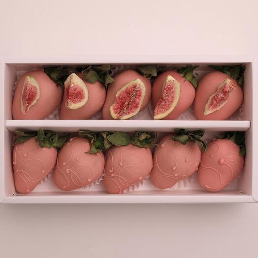 Набор "10 клубник в розовом шоколаде"