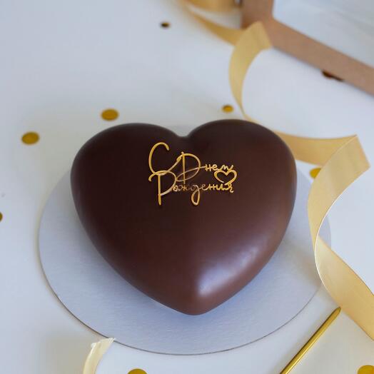 Торт-сердце Птичье молоко в шоколаде, с днем рождения мужу, жене